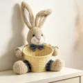 Easter bunny plush basket ornament for candy and egg storage, cute holiday tabletop decor. - Male Style Bunny Storage Basket