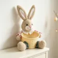 Easter Bunny Plush Storage Basket Cute Rabbit Candy Holder Holiday Tabletop Decor - Female Style Bunny Storage Basket