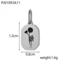 Roestvrijstalen geboortebloem hanger detailweergave met afmetingen en gewicht. - November Geboortebloem (PJ01093A11) / Zilver