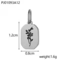 Roestvrijstalen bloemenhanger, achthoekig botanisch ontwerp voor DIY sieraden maken. - December Geboortebloem (PJ01093A12) / Zilver