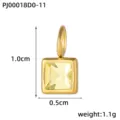 Colgante cuadrado de acero inoxidable con piedra de nacimiento amarilla accesorio DIY - Amarillo (PJ00018D0-11)