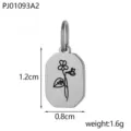 Roestvrijstalen achthoekige geboortebloem hanger DIY sieraden accessoire 1.2x0.8cm groot. - Februari Geboortebloem (PJ01093A2)