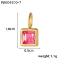 Square stainless steel pink crystal pendant charm DIY necklace bracelet jewelry making accessory - Pink (PJ00018D0-7)