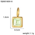 Square stainless steel pendant with light green gemstone, size 1.0x0.5cm, detail view. - Light Green (PJ00018D0-8)