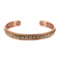 Bracelet Manchette Tressé Magnétique en Cuivre Pur Ajustable Ouvert pour la Santé - Bracelet jonc / Bracelet en Cuivre Rouge