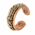 Bague magnetique en cuivre faite main reglable tressee design ouvert bijoux pour homme femme - Bague / Bague en Cuivre Rouge
