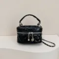 Mini quilted chain crossbody bag black fashion shoulder lipstick bag stylish accessory - Black