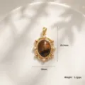 Pendentif ovale en œil de tigre vintage plaqué or baroque gemme bijou DIY accessoire - Bord Perle Ovale Rétro (A0268) / 29.5x18mm / Œil de tigre