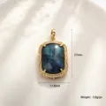 Pendentif rectangulaire en pierre de labradorite naturelle vue détaillée avec dimensions précises. - Rectangle de Dentelle Creux (A0365) / 27x17.8mm / Grande Labradorite