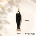 Ciondolo pesce goccia olio rame dorato oro 18k DIY animale marino gioiello variante - Pesce Smalto Nero A0841