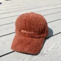 Automne Hiver Fausse Laine Baseball Casquette Broderie Lettre Chaud Casual Chapeau Canard - Réglable / Rouge rouille