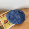 Boina de cuadros azules, estilo vintage japonés sombrero de pintor transpirable, gorra. - M (56-58cm) / Cuadros Azul Niebla