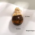 Pendentif en pierre œil de tigre bijou géométrique doré avec dimensions 25,7x16,2mm - Grande Goutte d'Eau Strass (A0268) / 25.7x16.2mm / Œil de tigre
