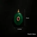 Pendentif goutte en pierre verte avec gemme rouge bordure dorée bijou DIY 25mm. - Goutte Incrustée de Pierre Rouge (A0259) / 25x15.3mm / Jade