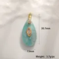 Pendentif Goutte Labradorite Pierre Naturelle Œil Maléfique DIY Bijou 30,7x13mm 3,7g - Goutte d'Eau Anneau Étoile (A0365) / 30.7x13mm / Aventurine Verte