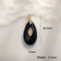 Pendentif géométrique goutte noir mauvais œil cristal étoile finition dorée 30,7x13mm - Décor d'Étoile en Pierre Noire (A0365) / 30.7x13mm / Agate noire