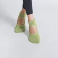 Fruit green round toe open back yoga socks with non-slip silicone grips for pilates fitness. - One Size / Fruit Green