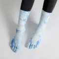 Μπλε κάλτσες γιόγκα πέντε δαχτύλων tie-dye με αντιολισθητική λαβή για γυμναστήριο. - Ένα μέγεθος / Βασιλικό Μπλε