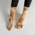 Κάλτσες γιόγκα με πέντε δάχτυλα tie-dye για γυναίκες, αντιολισθητικές αθλητικές. - Ένα μέγεθος / Καφέ Καραμέλα