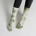 Batik-Farbverlauf Fünf-Zehen Yoga Socken wadenlang rutschfeste Fitness Socken grün - Einheitsgröße / Tiefwaldgrün
