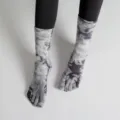 Batik Gradient Fünf-Zehen Yoga Socken für Damen, rutschfeste Waden Sport Fitness Socken - Einheitsgröße / Schwarz