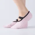 Chaussettes de yoga antidérapantes style ballet avec brides croisées pour le fitness pilates. - Taille unique / Rose Clair