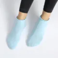 Women light blue ruffle ankle socks, cute breathable short socks for daily indoor wear and yoga. - One Size / Light Blue