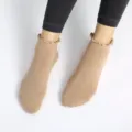 Women ruffle ankle socks summer thin breathable non-slip indoor yoga socks comfortable fashion - One Size / Coffee Brown