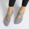 Comfortable non-slip cross strap yoga socks for pilates and breathable fitness sports. - One Size / Grey Purple