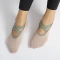 Cross strap yoga socks anti-slip pilates fitness socks breathable ballet dance socks for women - One Size / Lotus root pink