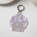 Portable mini acetate shell comb keychain pearlescent marble bag pendant for women use - Textured Purple