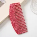 Red marbled acetate wide tooth hair comb, curved design for smooth daily hair styling. - Ruby Red