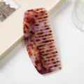 Acetate wide tooth hair comb, tortoiseshell curved comb for daily styling and hair care. - Mottled Gradient