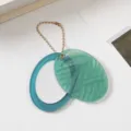 Ovale Harz Spiegel Schlüsselanhänger stilvolle Tasche Anhänger Auto Zubehör Charm - Smaragdgrün Muschel Textur