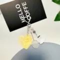 Créatif badminton raquette porte-clés coeur peigne sac pendentif métal charme cadeau - Jaune