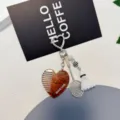 Creative badminton racket keychain cute bag pendant accessory with shuttlecock charm for gifts - Coffee