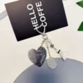 Creative badminton racket and comb keychain pendant, stylish bag charm and accessory for gifts. - Gray