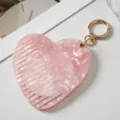 Cute heart shaped acetate comb keychain portable mini hair comb sweet pink aesthetic bag charm - Heart Mermaid Pink