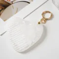 Heart-shaped acetate comb keychain, portable mini hair comb pendant, cute daily bag accessory. - Heart Mermaid White