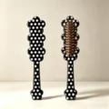 Black and white polka dot paddle hair brush with cushion bristles, long handle design for scalp massage. - 20.8*4.6*3.3 8mm Thickness / White Polka Dot