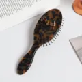 Tortoiseshell acetate hairbrush with a cute bow, anti-static air cushion bristles for daily use. - Round Air Cushion Comb / Tortoise