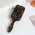Tortoiseshell acetate paddle hair brush with chic bow design, anti-static daily detangling brush. - Square Air Cushion Comb / Tortoise