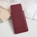Portable PU leather comb protective case, anti-scratch makeup comb storage pouch for daily use. - Red