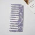 Acetate wide tooth hair comb with elegant purple marble pattern for daily anti-static styling. - 1# Blue