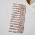 Acetate wide tooth hair comb with elegant marble pattern, anti-static daily styling tool. - 3#Gray Purple