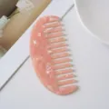 Pink acetate hair comb with marble pattern, wide tooth detangling hair styling tool for women. - 5# Oval 11.8x5.3cm Peach Blossom Pattern Acetate Hair Comb