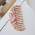 Pink marble acetate hair comb, anti-static curved styling hair comb for women daily use. - 6# Oval 11.8x5.3cm Apricot Pattern Acetate Hair Comb