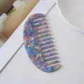 Marble pattern acetate hair comb, wide-toothed styling tool for daily elegant hair care. - 7# Oval 11.8x5.3cm Purple Orchid Pattern Acetate Hair Comb