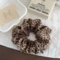 Vintage leopard print hair scrunchie brown fabric hair tie aesthetic hair accessories - 4# Light Brown Bud