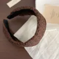 Vintage brown leopard print fabric headband stylish hair hoop elegant daily accessory - 7# Deep Brown Hair Hoop
